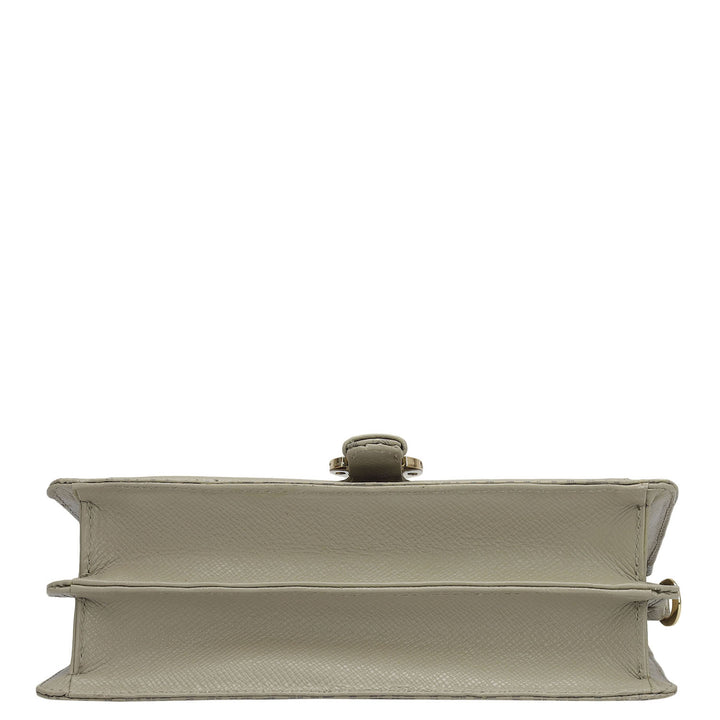 Small Monogram Franzy Leather Baguette  - Chalk