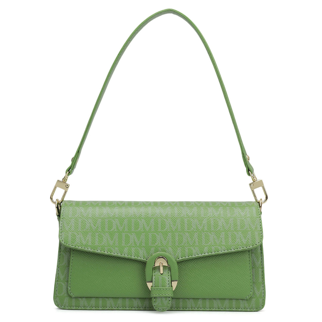 Small Monogram Franzy Leather Baguette  - Kiwi