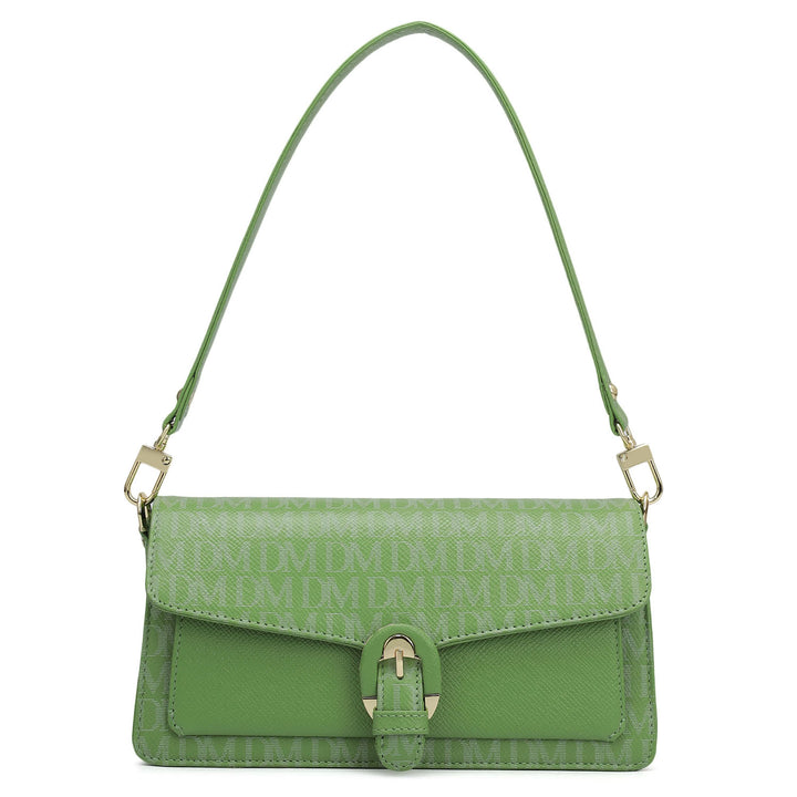 Small Monogram Franzy Leather Baguette  - Kiwi