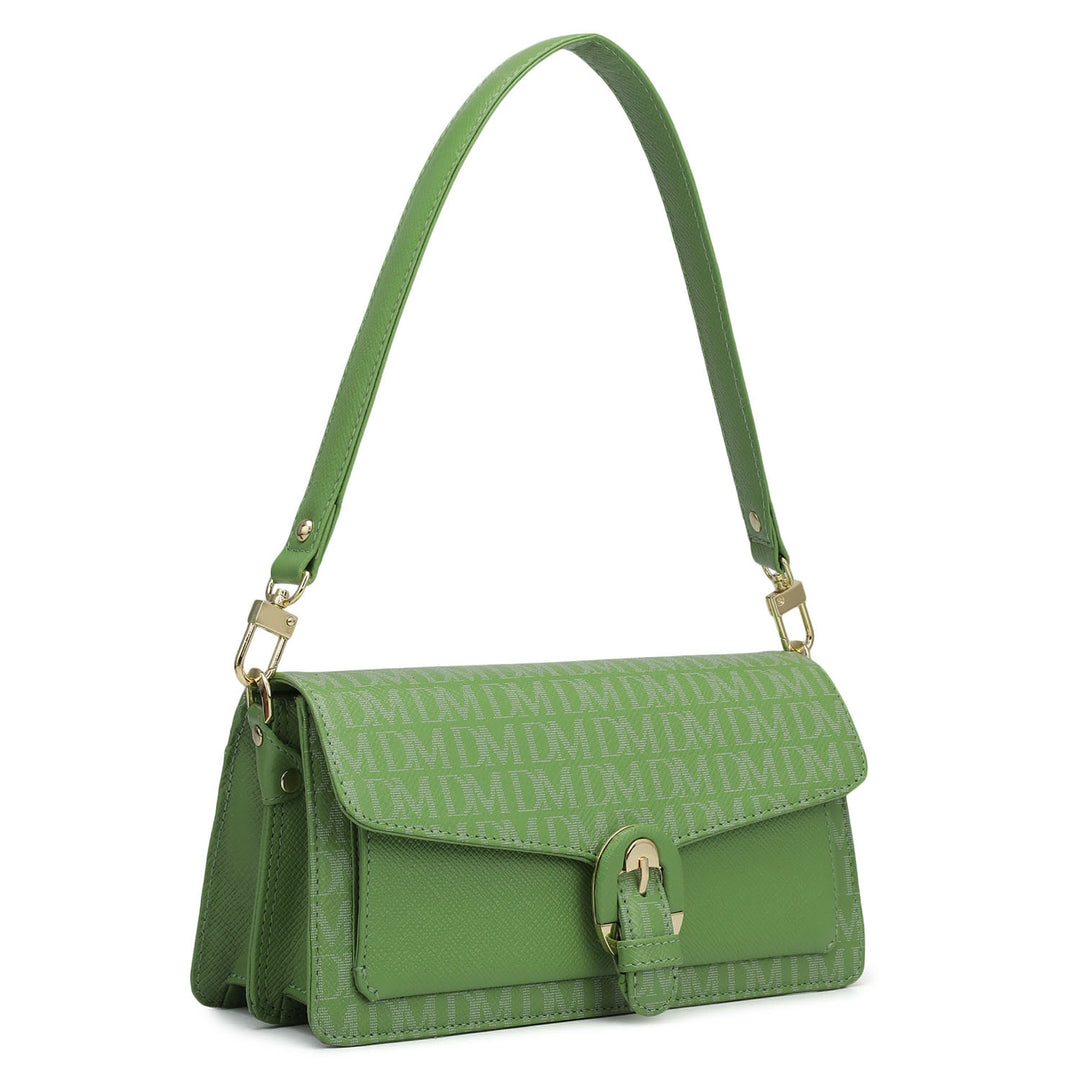 Small Monogram Franzy Leather Baguette  - Kiwi