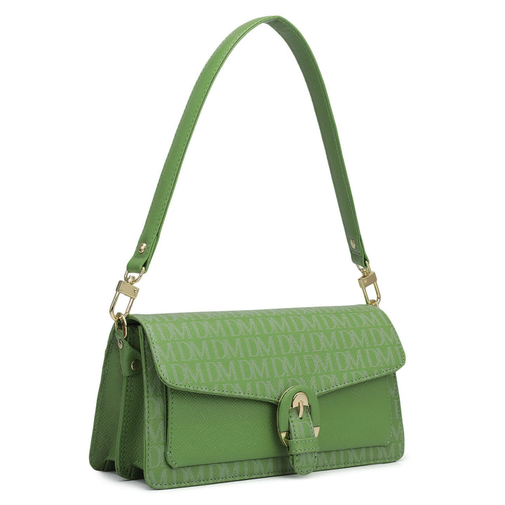 Small Monogram Franzy Leather Baguette  - Kiwi