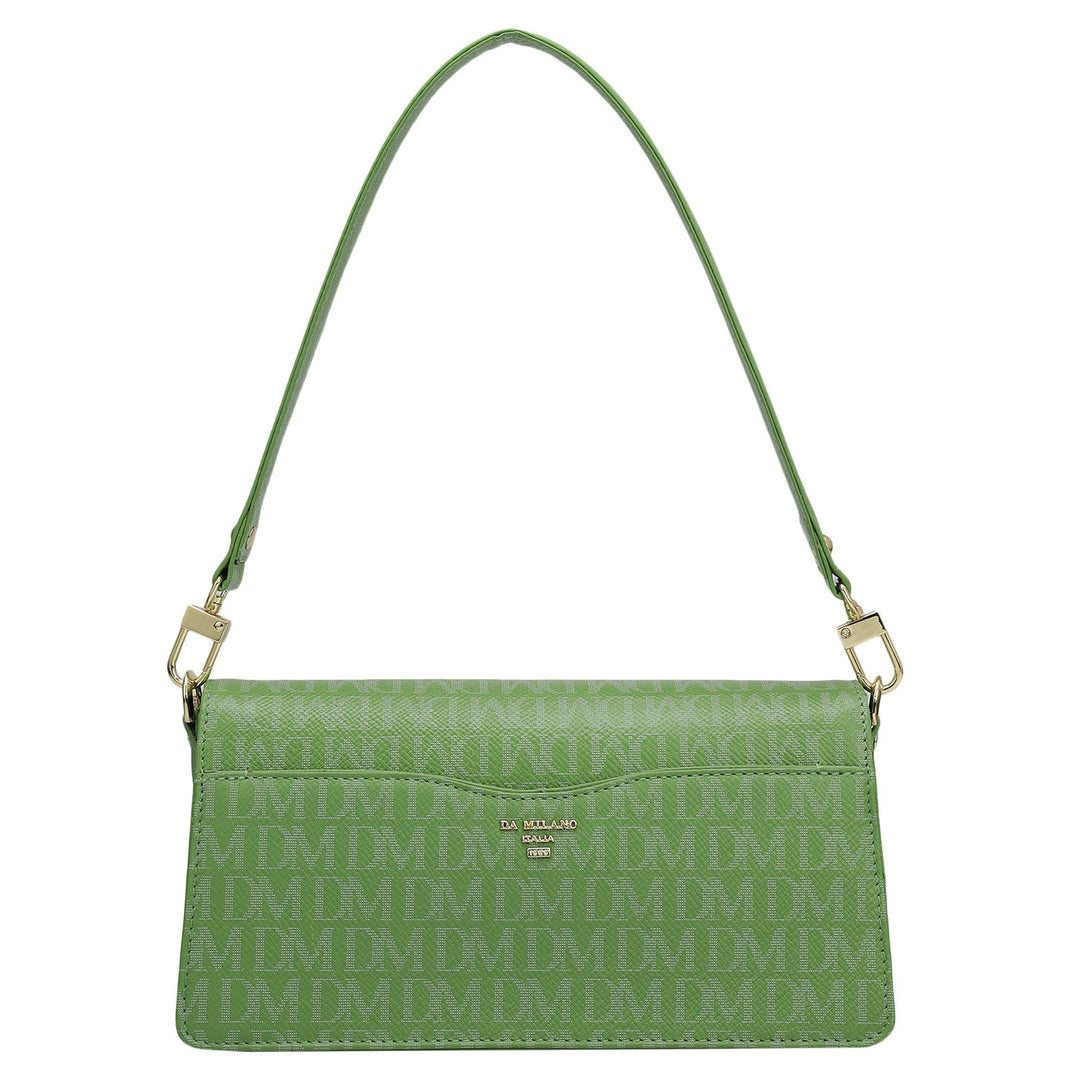 Small Monogram Franzy Leather Baguette  - Kiwi