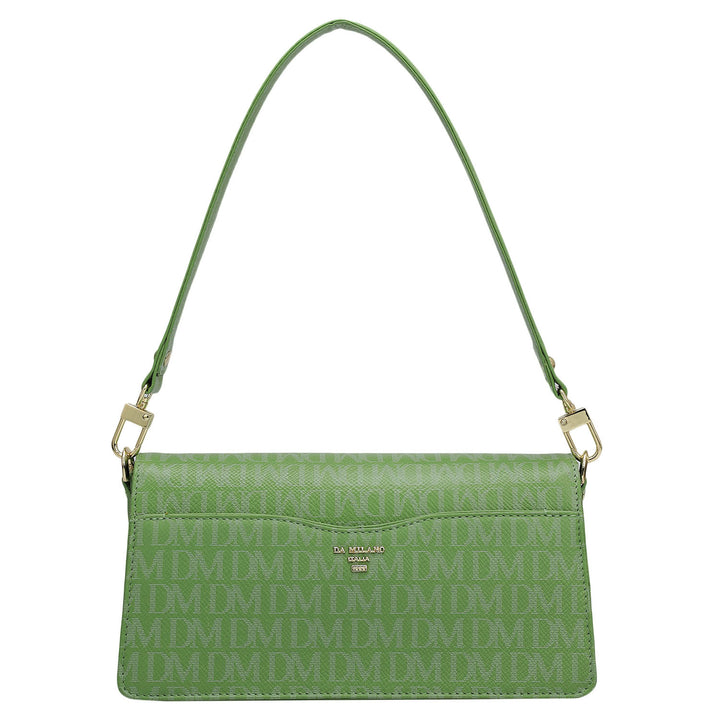 Small Monogram Franzy Leather Baguette  - Kiwi