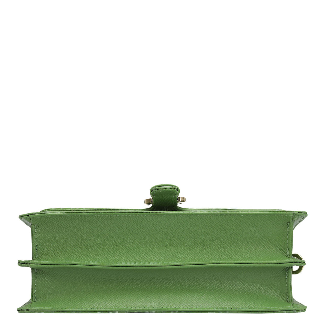 Small Monogram Franzy Leather Baguette  - Kiwi