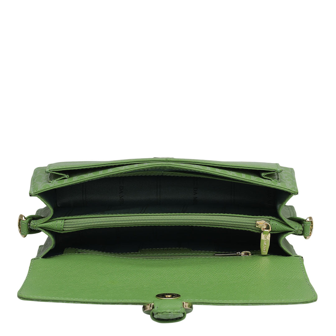 Small Monogram Franzy Leather Baguette  - Kiwi