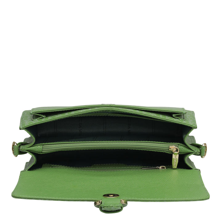 Small Monogram Franzy Leather Baguette  - Kiwi