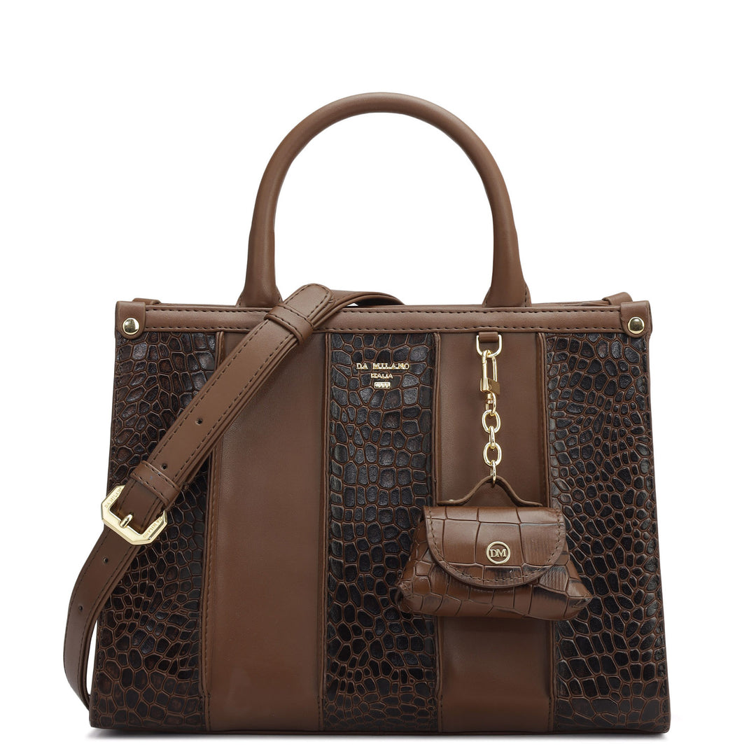 Small Croco Plain Leather Satchel - Date