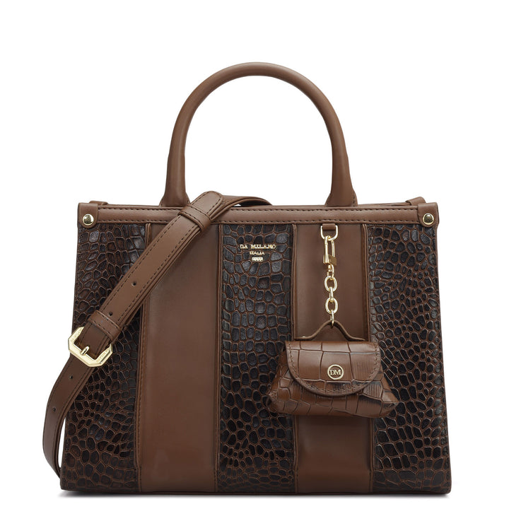 Small Croco Plain Leather Satchel - Date