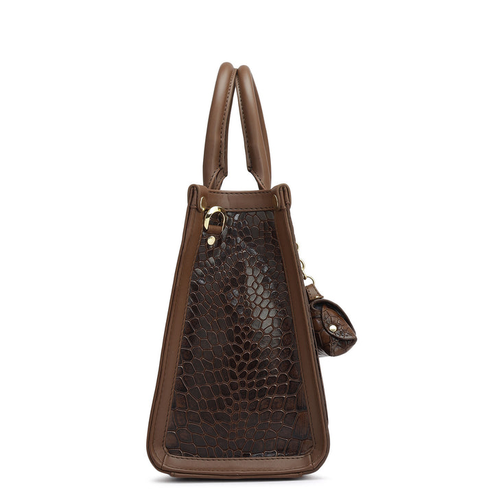 Small Croco Plain Leather Satchel - Date
