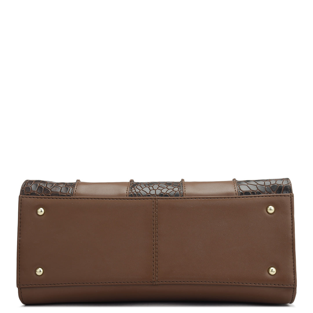 Small Croco Plain Leather Satchel - Date