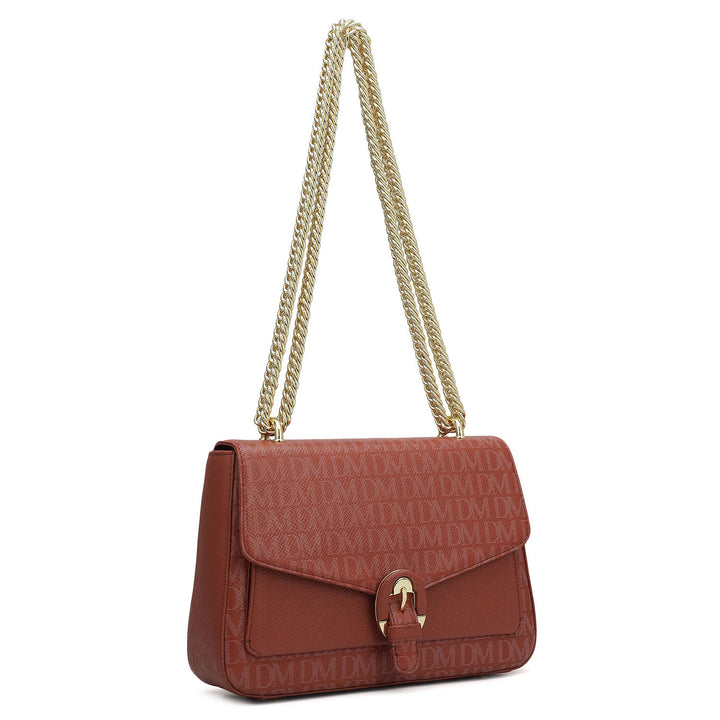 Small Monogram Franzy Leather Shoulder Bag - Brick