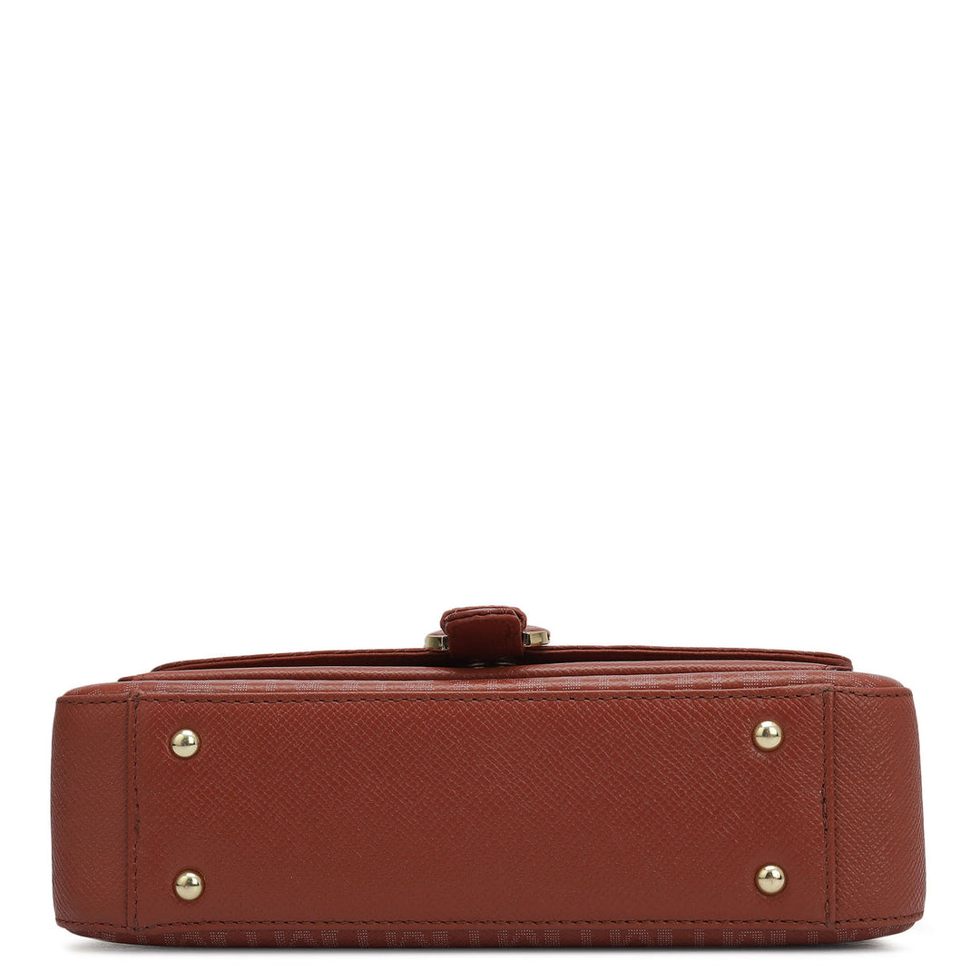 Small Monogram Franzy Leather Shoulder Bag - Brick