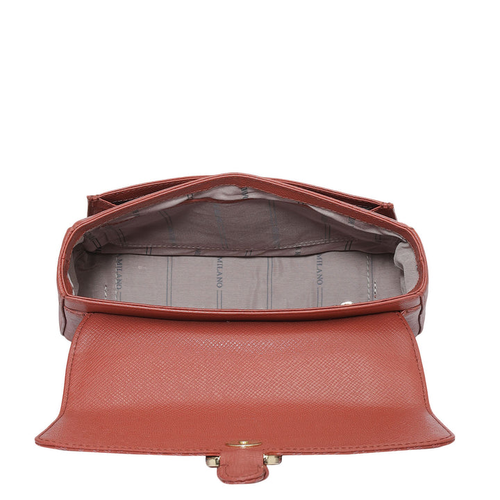 Small Monogram Franzy Leather Shoulder Bag - Brick
