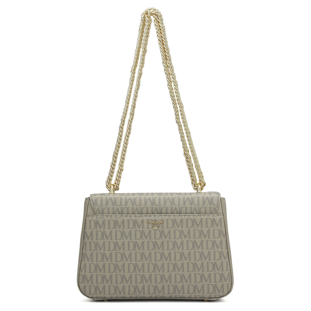Small Monogram Franzy Leather Shoulder Bag - Chalk
