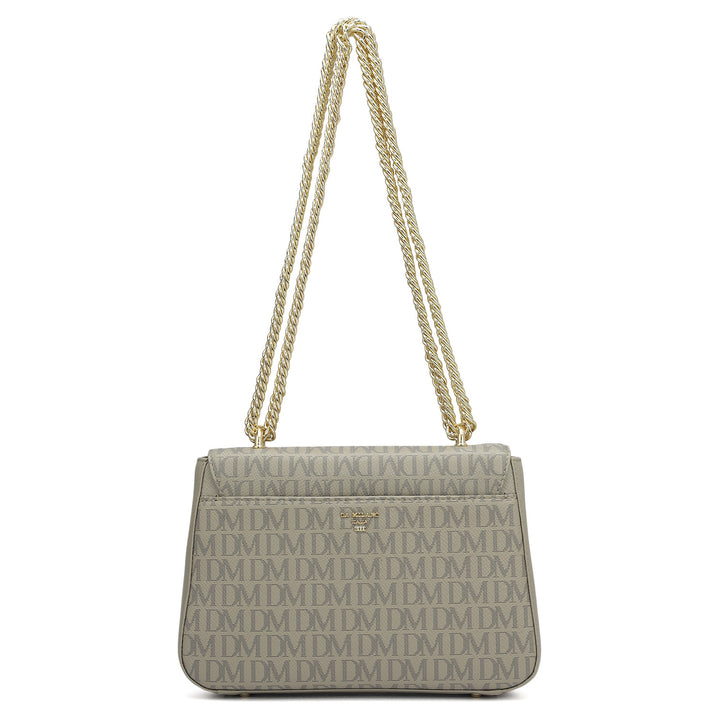 Small Monogram Franzy Leather Shoulder Bag - Chalk