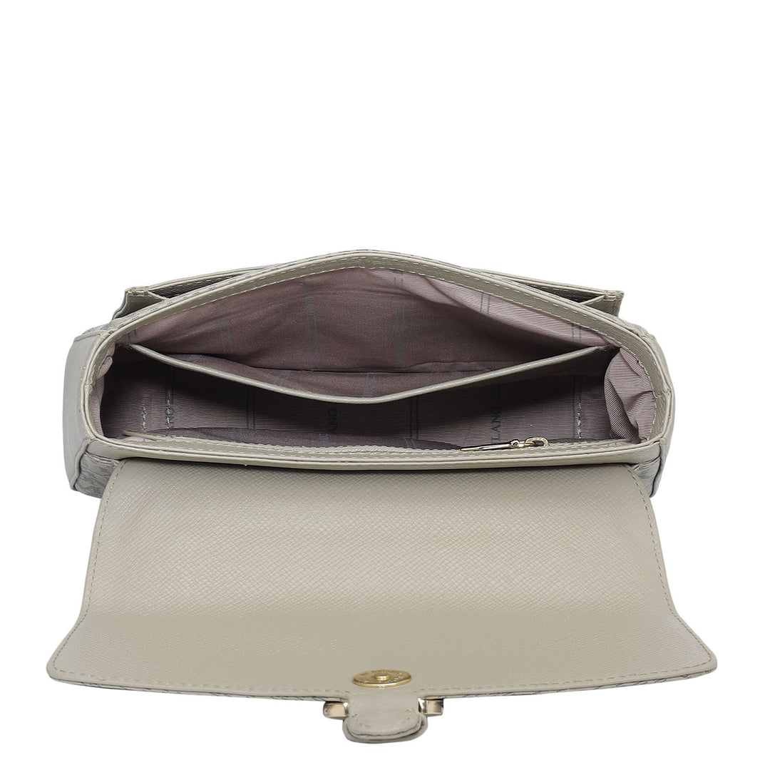 Small Monogram Franzy Leather Shoulder Bag - Chalk