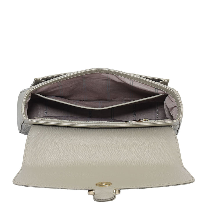 Small Monogram Franzy Leather Shoulder Bag - Chalk