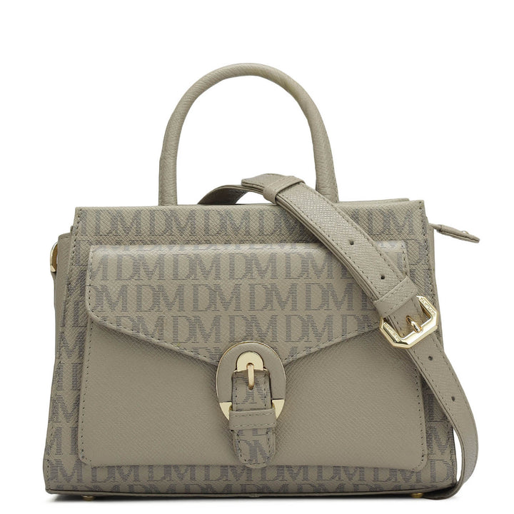 Small Monogram Franzy Leather Satchel - Chalk