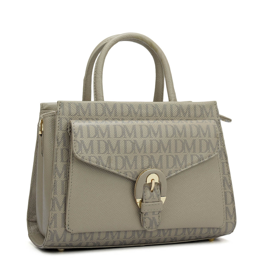Small Monogram Franzy Leather Satchel - Chalk