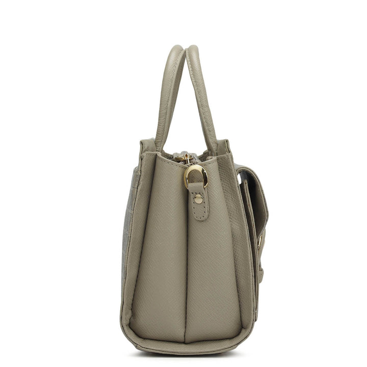 Small Monogram Franzy Leather Satchel - Chalk