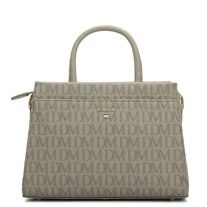 Small Monogram Franzy Leather Satchel - Chalk