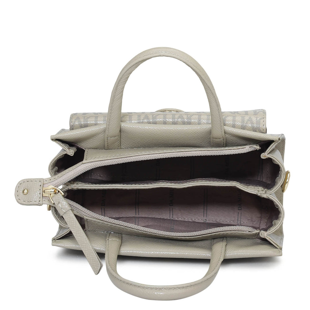 Small Monogram Franzy Leather Satchel - Chalk