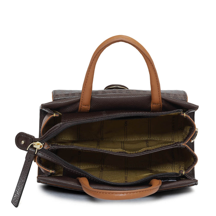 Small Monogram Plain Leather Satchel - Chocolate