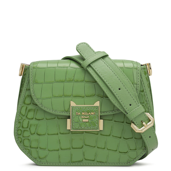 Small Croco Leather Sling - Kiwi