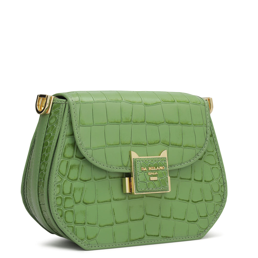 Small Croco Leather Sling - Kiwi