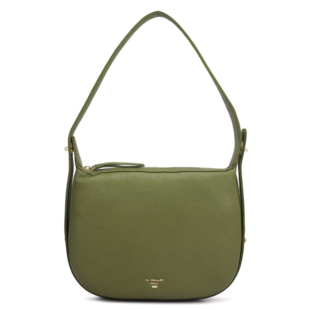 Small Wax Leather Hobo Bag - Fern