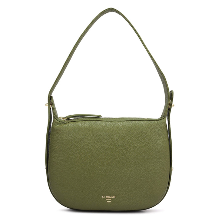 Small Wax Leather Hobo Bag - Fern