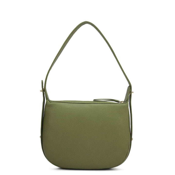 Small Wax Leather Hobo Bag - Fern