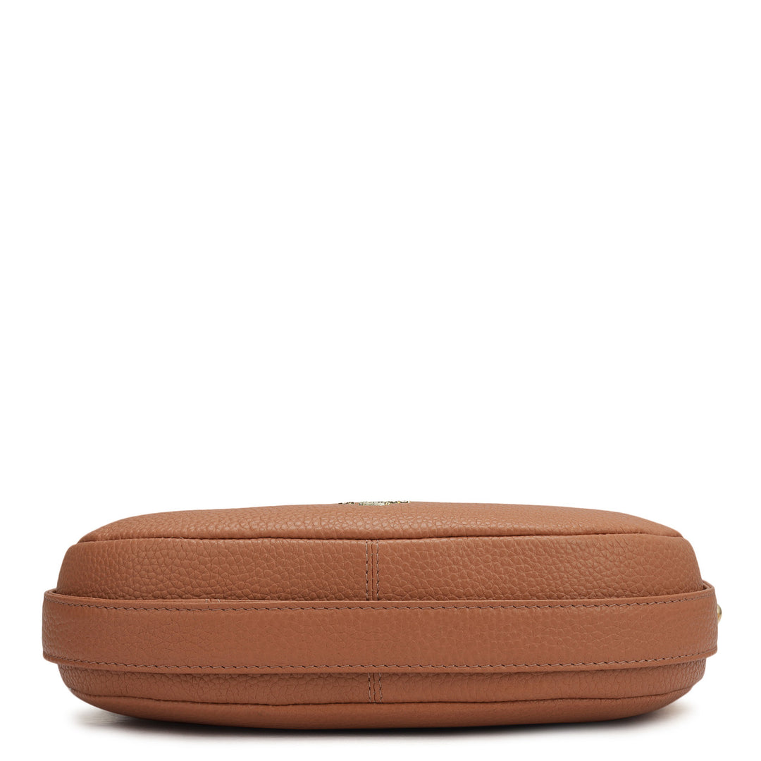 Small Wax Leather Hobo Bag - Terracotta