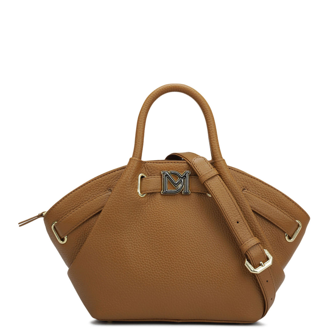 Small Wax Leather Satchel - Caramel