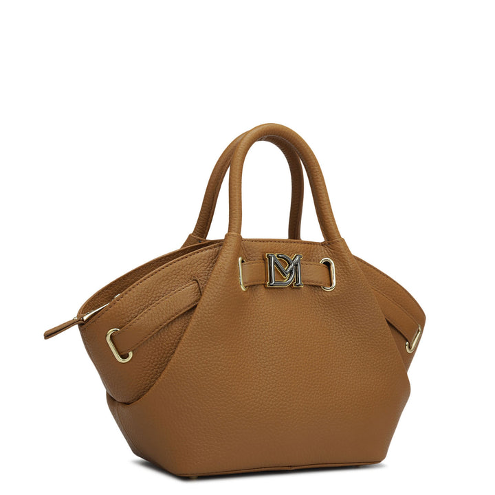 Small Wax Leather Satchel - Caramel