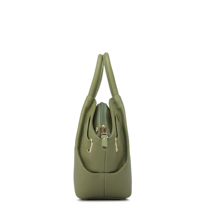 Small Wax Leather Satchel - Fern