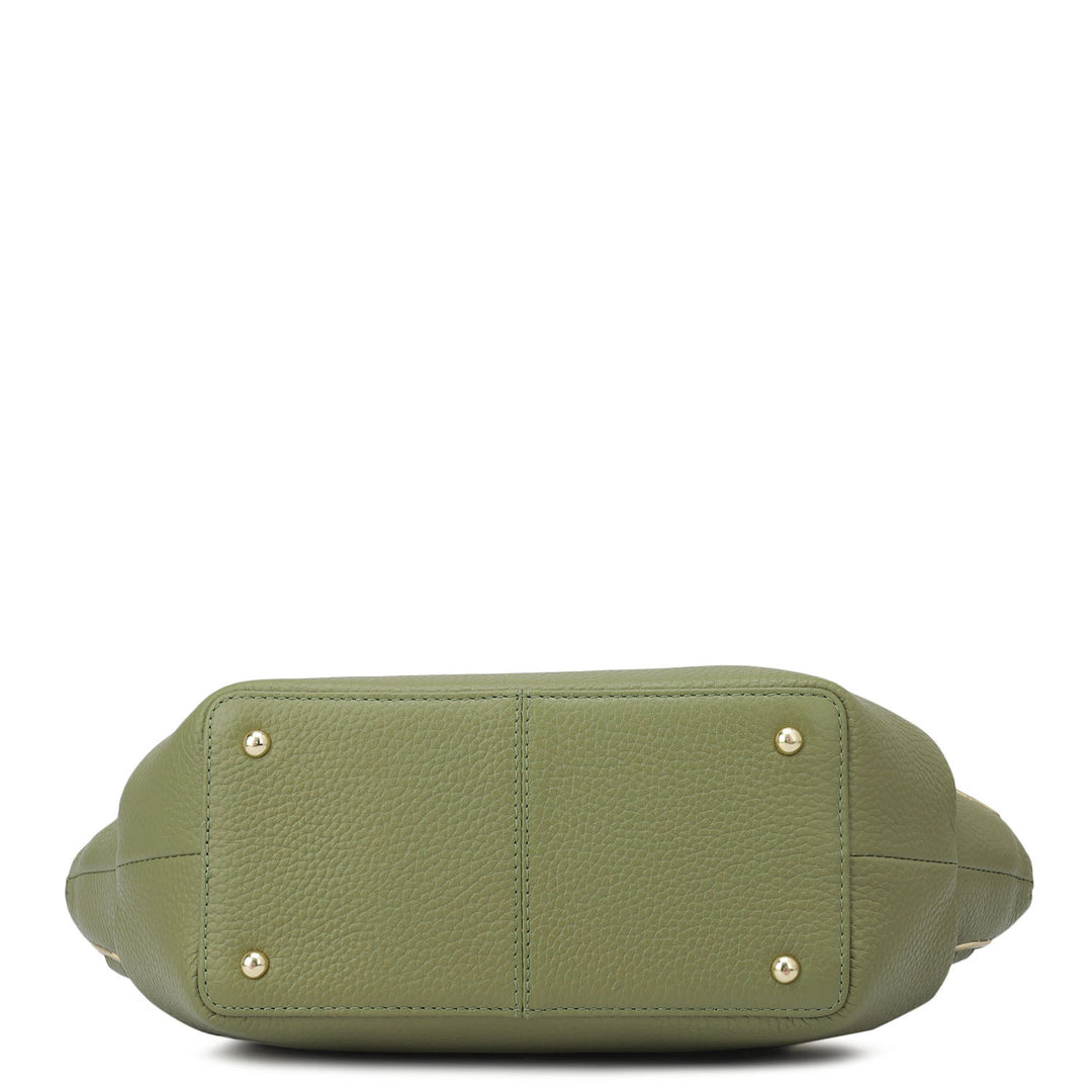 Small Wax Leather Satchel - Fern