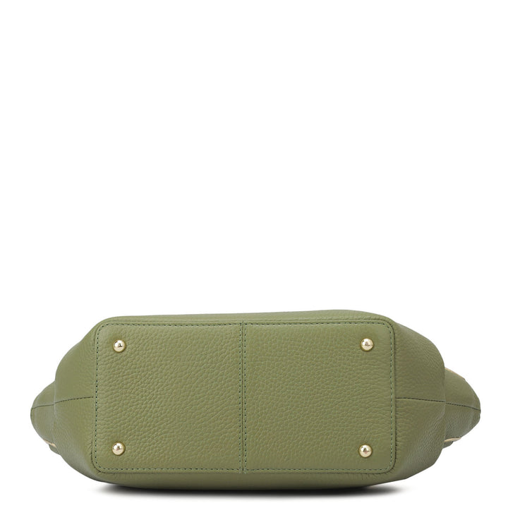 Small Wax Leather Satchel - Fern