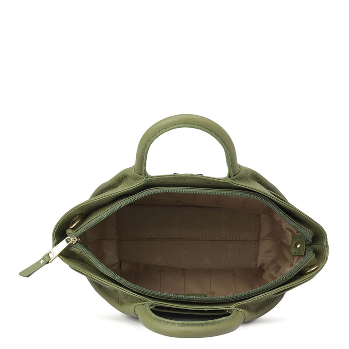 Small Wax Leather Satchel - Fern