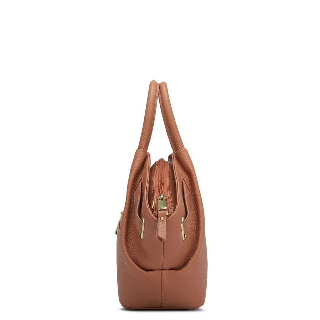 Small Wax Leather Satchel - Terracotta