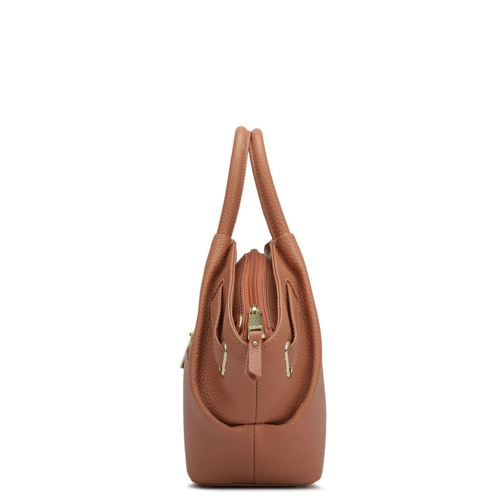 Small Wax Leather Satchel - Terracotta