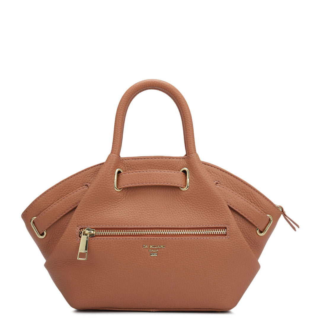 Small Wax Leather Satchel - Terracotta