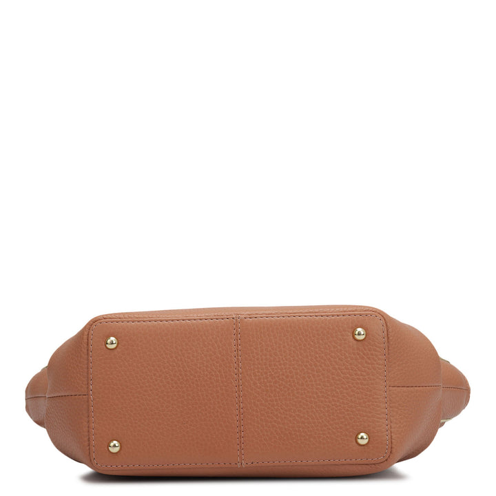 Small Wax Leather Satchel - Terracotta