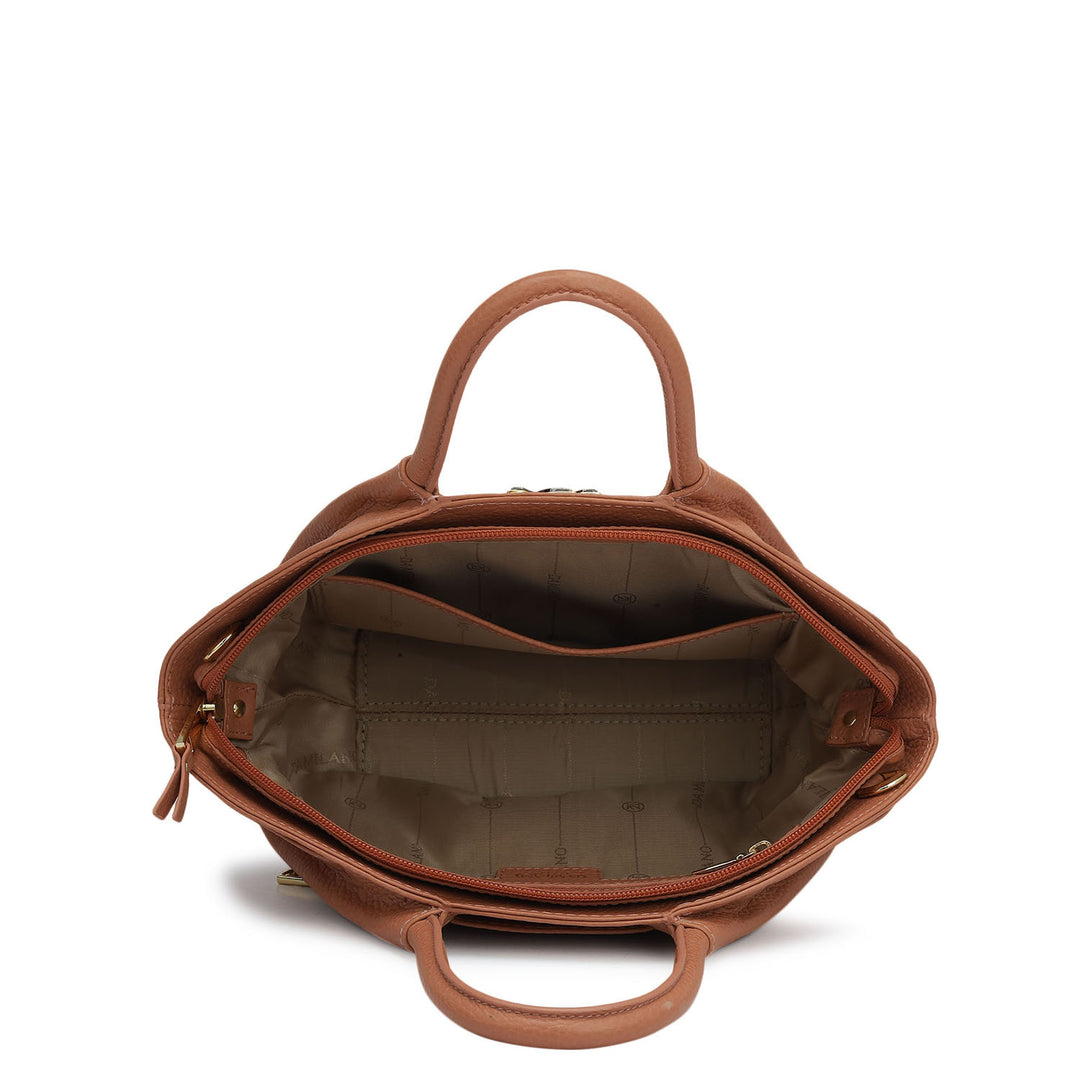 Small Wax Leather Satchel - Terracotta