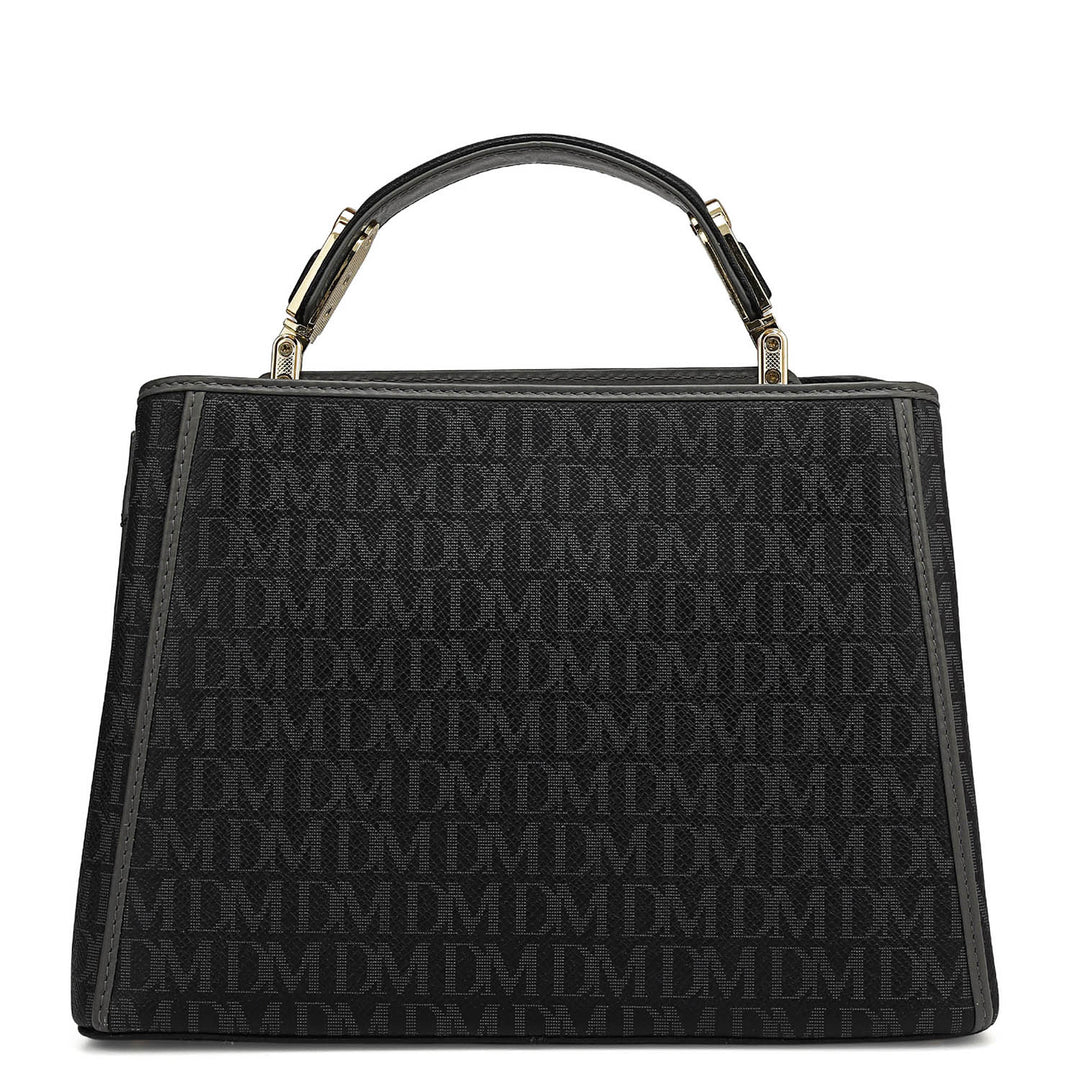 Small Monogram Leather Satchel - Black