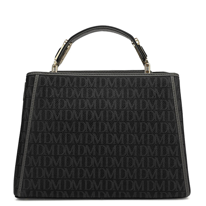 Small Monogram Leather Satchel - Black