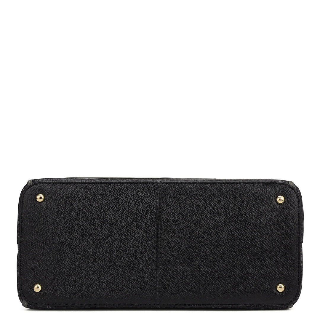 Small Monogram Leather Satchel - Black