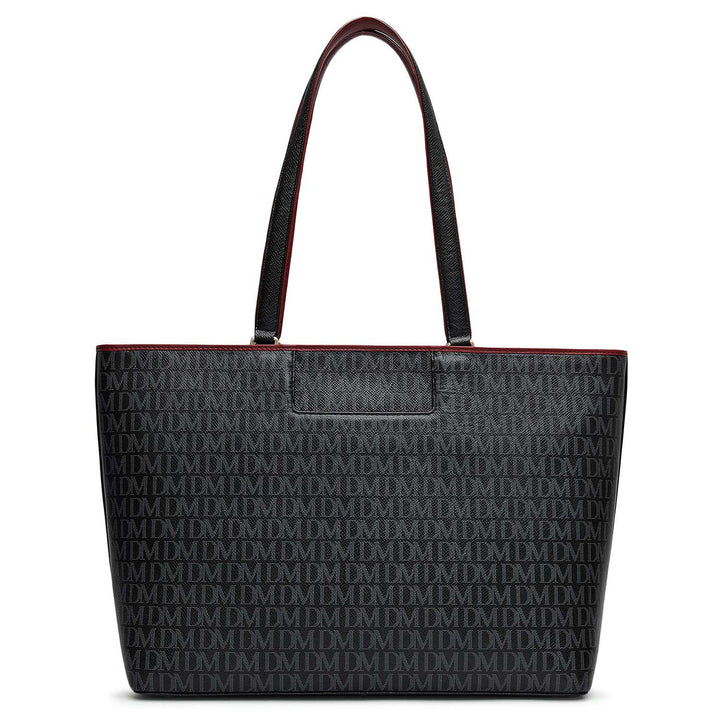 Large Monogram Leather Tote - Black