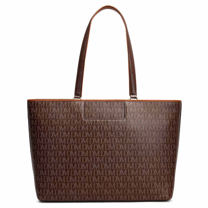 Large Monogram Leather Tote - Walnut