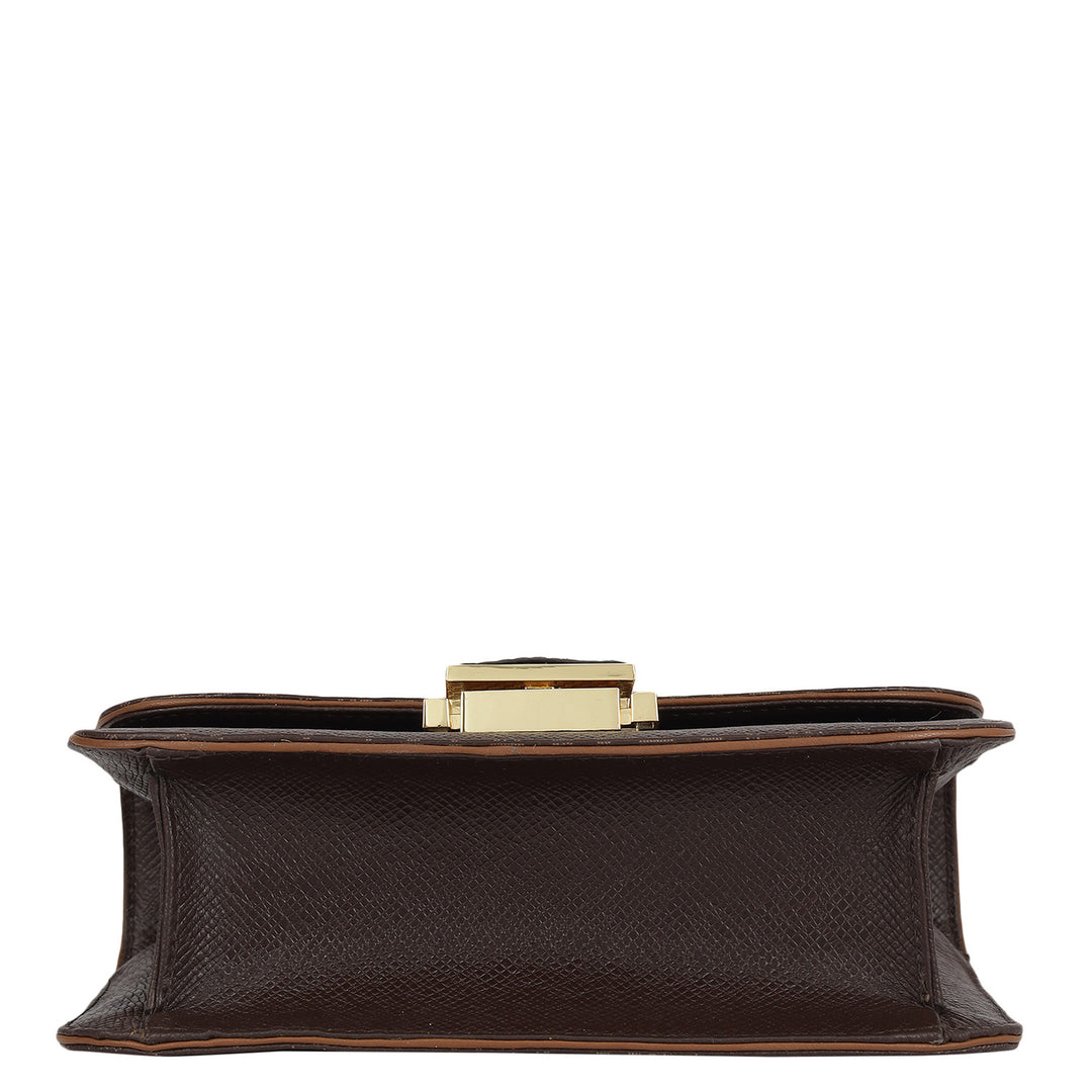 Small Monogram Leather Shoulder Bag - Chocolate